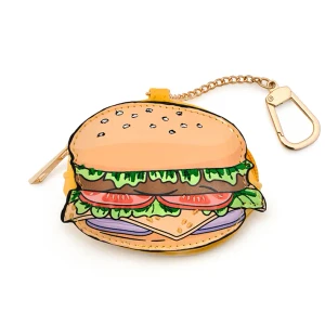 Hamburger shaped pouch, attached with a gold keyring