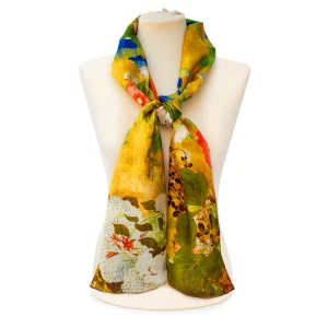 Asian Iris and Blossom Silk Habotai Scarf