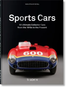 A black book cover with a red sports car