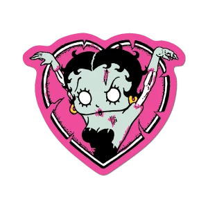 Dead Betty Boop Sticker with a zombie Betty Boop on a Pink Heart