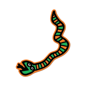 Keith Haring orange and green Snake Sticker