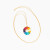 A rainbow color wheel on a gold chain