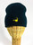 Black knit beanie embroidered with gold Dippy (1") on the front.