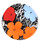 Plate with red, blue and orange flowers. Plate with red, blue and orange flowers.