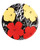 Plate with red and yellow flowers. Plate with red and yellow flowers.
