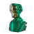 A bust of Andy Warhol covered in his camouflage in shades of green