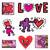 A sticker sheet of Haring's love images. A sticker sheet of Haring's love images.