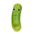 A plush green pickle with smiling face