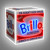 A lit Brillo box artwork hanging on a wall