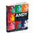 A book cover with seven multicolor Self Portraits of Andy Warhol and the book title "Andyland" in white on black. A book cover with seven multicolor Self Portraits of Andy Warhol and the book title "Andyland" in white on black.