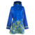 Blue raincoat with Van Gogh's Irises on the bottom and in the hood.