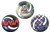 Three foam flying disks with thw logos for the Artemis program, the NASA worm, and the NASA meatball