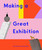 close up of the bright colorful book cover, text in blue " Making a great exhibition". close up of the bright colorful book cover, text in blue " Making a great exhibition".