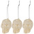 Set of 3 glitter covered skull head ornaments.