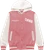 jacket has pink body with white sleeves and hood. jacket body has "CMNH" printed on the left side and "Carnegie Museum of Natural History Pittsburgh" printed on the other