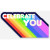 text, Celebrate you, in white with rainbow trail.