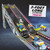 A photo of LEGO race cars speeding down a ramp that is part of a 3 foot track