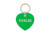 Green heart shaped keychain, text in white "pickles".