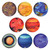 Eight plates with artwork of the planets in the solar system.