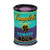 A white card with a turquoise and purple soup can image.