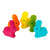 Five flocked bunnies shown in rainbow colors, red, orange yellow, green and blue.