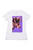 White t-shirt with Warhol art work of a pink cow on a purple background. White t-shirt with Warhol art work of a pink cow on a purple background.