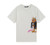 Basquiat "A-One" white t-shirt, featuring art on the left side. Front view. Basquiat "A-One" white t-shirt, featuring art on the left side. Front view.