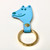 Leather Dog keychain, blue.
