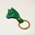 Leather Dog keychain, green.