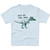 light blue t-shirt with T rex breathing fire and wearing sunglasses and the phrase "just do you, man" printed in dark green on it.