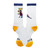a pair of white socks, Basquiat's Dino Pez dispenser image on the sock, yellow toe and heal. a pair of white socks, Basquiat's Dino Pez dispenser image on the sock, yellow toe and heal.