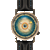 A moving gif of a watch that uses the moon and sun for arms and points to Zodiac signs in the place of numbers
