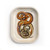 white metal tray with orange and brown snakes print