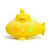 A yellow toy submarine with three colored lights