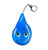 A plush keychain in the shape of a raindrop with a face on the side