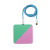 square color block charge, pink and green grid, braided usb cord.