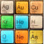 Nine square soap bars of various colors with elemental labels from the Periodic Table