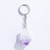 Carved Amethyst pointed crystal attached to a silver keychain ring.  3 and 1/4 inches in length.