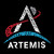 Detail image of the logo for NASA's Artemis program rendered in word art