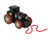 A black wooden pull-along toy train