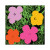 Square sticker, printed with Andy Warhol's Flowers artwork.