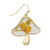 Clear mushroom earrings feature yellow dried flowers embedded in clear acrylic with a gold border