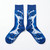 Abstract socks featuring monochrome blue palette inspired by Picasso’s Blue Period.