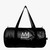 Black weekender duffle bag featuring Basquiat crown drawing in white.