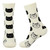 white socks with a black and white cat head pattern.