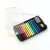 the mini pencil case shown, top view, lid is open.