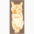 Cat shaped die cut letterpress flat card, details in neon orange ink.