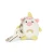 Keychain, white unicorn plush toy with pink, yellow, and blue details. Photographed unboxed.