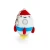 Keychain, Rocket ship with a smiley face. plush toy. Colors red, white, blue, and yellow.