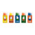 set of small rectangular erasers in colors yellow. orange, blue, green, and red. Featuring Miffy characters. Front View, unpackaged.